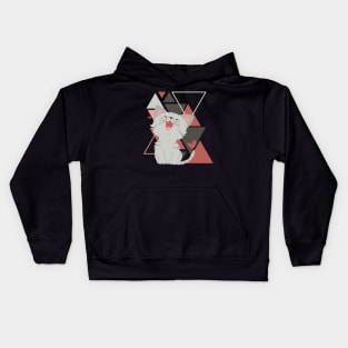 Cute little cat in triangles background adorable kitty Kittenlove Kids Hoodie